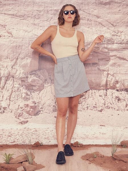 bleed Hanno Buttoned Hanf Lyocell (TENCEL) Rock Blau von Bleed