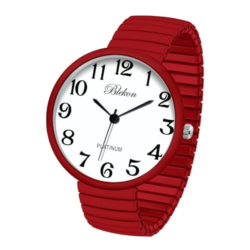 Blekon Collections PC21J Fashion Armbanduhr, supergroßes Zifferblatt, Stretch, japanisches Uhrwerk Medium rot von Blekon