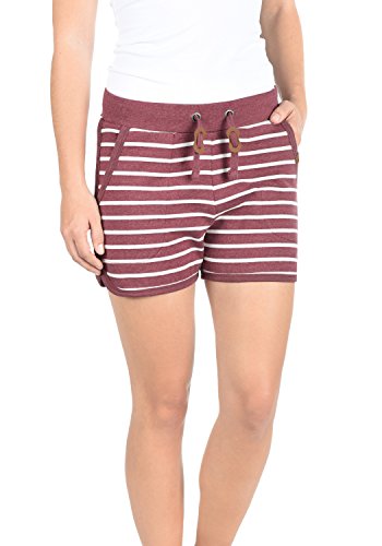 BlendShe Kira Damen Sweatshorts Bermuda Shorts Kurze Hose Mit Fleece-Innenseite Und Streifen-Muster Regular Fit, Größe:M, Farbe:Zinfandel (73006) von BlendShe