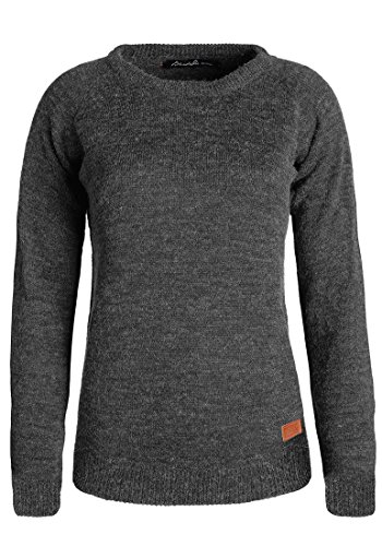 BLEND SHE Nele Damen Strickpullover Feinstrick Pullover Mit Rundhals Und Melierung, Größe:M, Farbe:Charcoal (70818) von BLEND SHE