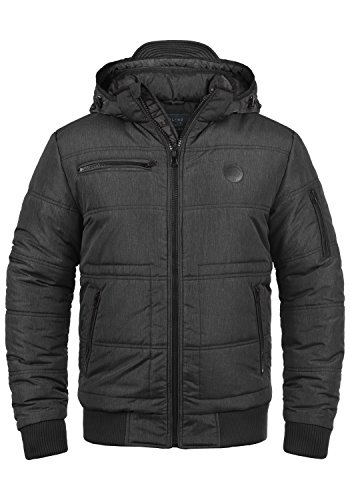 Blend Boris Herren Winter Jacke Steppjacke Winterjacke gefüttert mit Stehkragen und Abnehmbarer Gefütterter Kapuze, Größe:M, Farbe:Black (70155) von b BLEND