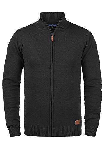 Blend Norman Herren Strickjacke Cardigan Feinstrick mit Stehkragen und Reißverschluss, Größe:XXL, Farbe:Charcoal (70818) von b BLEND