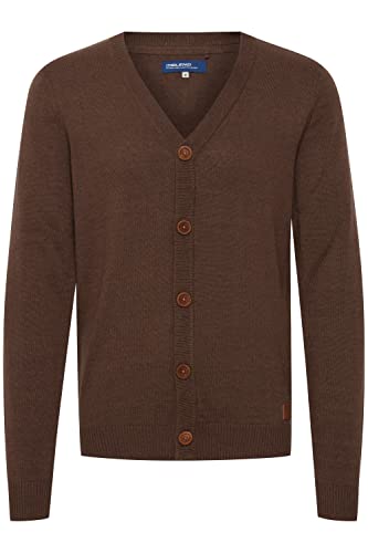 Blend BHLennard Herren Strickjacke Cardigan Feinstrick mit V-Ausschnitt Knopfleiste Baumwollmischung Regular fit, Größe:2XL, Farbe:Mocca Mix (70816) von b BLEND