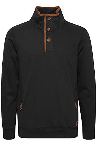 Blend Achlias Herren Troyer Sweatpullover mit Stehkragen Knöpfen und Taschen, Größe:L, Farbe:Black (70155) von b BLEND