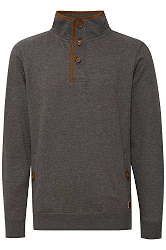 Blend Achlias Herren Troyer Sweatpullover mit Stehkragen Knöpfen und Taschen, Größe:L, Farbe:Pewter Mix (70817) von b BLEND