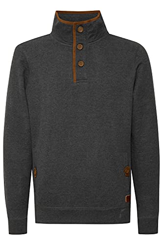 Blend Achlias Herren Troyer Sweatpullover mit Stehkragen Knöpfen und Taschen, Größe:XL, Farbe:Charcoal (70818) von b BLEND