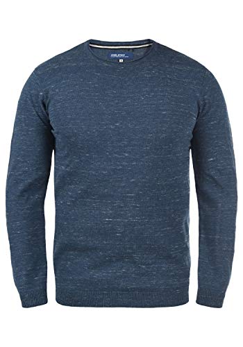 BLEND Adrian Herren Strickpullover Feinstrick Pullover, Größe:L, Farbe:Dark Denim (194118) von b BLEND