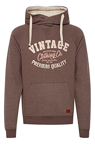 Blend Alejandro Herren Kapuzenpullover Hoodie Pullover Mit Kapuze Cross-Over-Kragen Und Fleece-Innenseite, Größe:L, Farbe:Mocca Mix (70816) von b BLEND