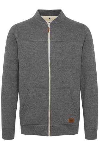 Blend BHArco Herren Sweatjacke Collegejacke Cardigan mit kurzem Stehkragen Reißverschluss Kängurutasche Baumwollmischung Regular fit, Größe:L, Farbe:Pewter Mix (70817) von b BLEND