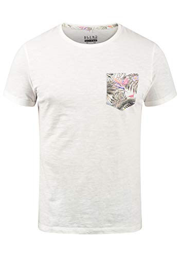 Blend BHFlorens Herren T-Shirt Kurzarm Shirt mit Print und Rundhalsausschnitt, Größe:3XL, Farbe:Offwhite (70005) von b BLEND