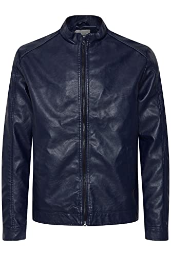 Blend BHOuterwear 20713921 Herren Lederjacke Bikerjacke Kunstleder mit Stehkragen, Größe:XL, Farbe:Dress Blues (194024) von b BLEND