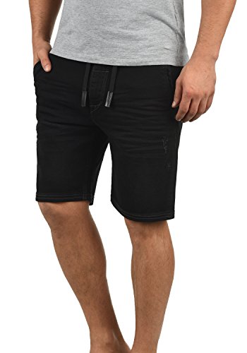 Blend Bartels Herren Jeans Shorts Jogger-Denim Kurze Hose Mit Elastischem Bund Und Destroyed-Optik Aus Stretch-Material Slim Fit, Größe:M, Farbe:Denim Black (76204) von b BLEND