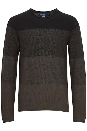 Blend Benno Herren Strickpullover Feinstrick Pullover Mit Rundhalsausschnitt Aus 100% Baumwolle, Größe:L, Farbe:Black (70155) von b BLEND