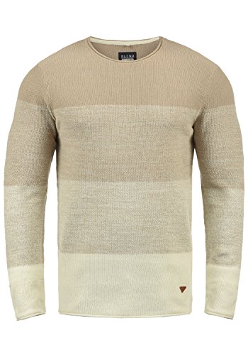 Blend Benno Herren Strickpullover Feinstrick Pullover Mit Rundhalsausschnitt Aus 100% Baumwolle, Größe:XXL, Farbe:Beige Brown (71509) von b BLEND