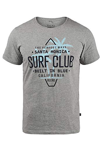 Blend Califo Herren T-Shirt Kurzarm Shirt mit Print und Rundhalsausschnitt, Größe:L, Farbe:Stone Mix (70813) von b BLEND