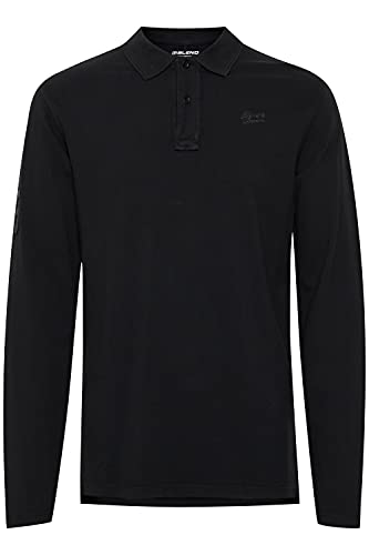 Blend Dahoud Herren Longsleeve Poloshirt Langarmshirt Shirt Mit Polokragen Polohemd Aus 100% Baumwolle, Größe:L, Farbe:Black (70155) von b BLEND