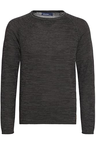 Blend BHDan Herren Strickpullover Feinstrick Pullover mit Rundhalsausschnitt Baumwollmischung Label-Patch Regular fit, Größe:XL, Farbe:Black (70155) von b BLEND