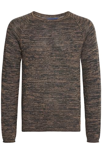 Blend BHDan Herren Strickpullover Feinstrick Pullover mit Rundhalsausschnitt Baumwollmischung Label-Patch Regular fit, Größe:XL, Farbe:Burned Orange (73823) von b BLEND