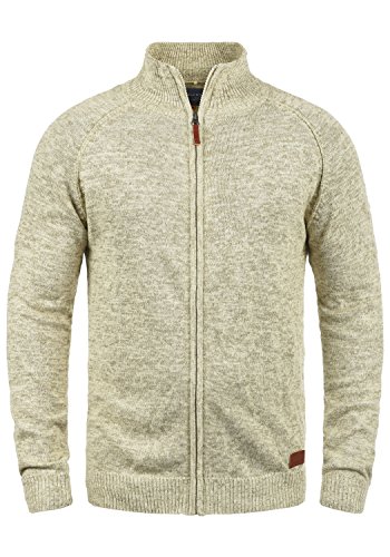 Blend Daniri Herren Strickjacke Cardigan Feinstrick Mit Stehkragen und Reißverschluss, Größe:L, Farbe:Bone White (70016) von b BLEND