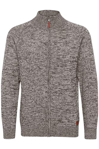 Blend BHDaniri Herren Strickjacke Cardigan Feinstrick mit Stehkragen Reißverschluss Rippbündchen Baumwollmischung Regular fit, Größe:S, Farbe:Pewter Mix (70817) von b BLEND