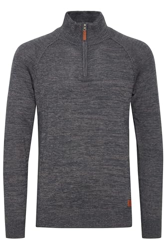 Blend BHDanovan Herren Strickpullover Troyer Feinstrick Pullover mit Troyerkragen Reißverschluss Rippbündchen Baumwollmischung Regular fit, Größe:L, Farbe:Ensign Blue (70260) von b BLEND