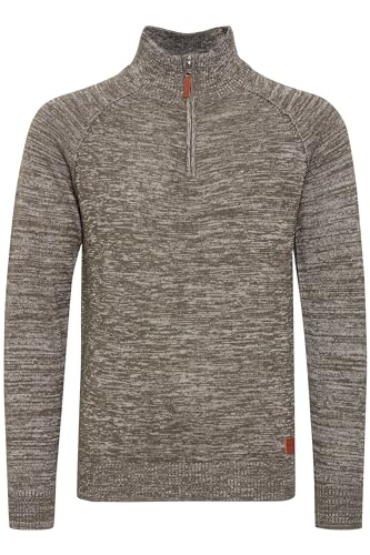 Blend BHDanovan Herren Strickpullover Troyer Feinstrick Pullover mit Troyerkragen Reißverschluss Rippbündchen Baumwollmischung Regular fit, Größe:M, Farbe:Pewter Mix (70817) von b BLEND