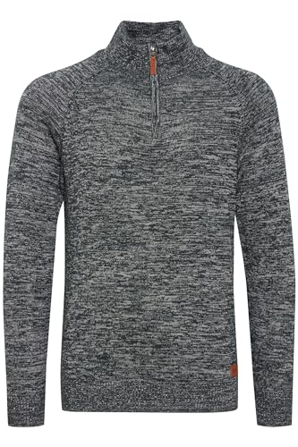 Blend BHDanovan Herren Strickpullover Troyer Feinstrick Pullover mit Troyerkragen Reißverschluss Rippbündchen Baumwollmischung Regular fit, Größe:S, Farbe:Navy (70230) von b BLEND