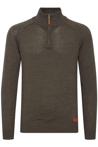 Blend BHDanovan Herren Strickpullover Troyer Feinstrick Pullover mit Troyerkragen Reißverschluss Rippbündchen Baumwollmischung Regular fit, Größe:XL, Farbe:Charcoal (70818) von b BLEND
