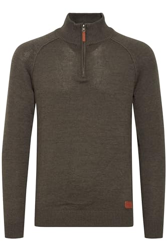 Blend Danovan Herren Strickpullover Troyer Feinstrick Pullover mit Stehkragen und Reißverschluss, Größe:XXL, Farbe:Charcoal (70818) von b BLEND