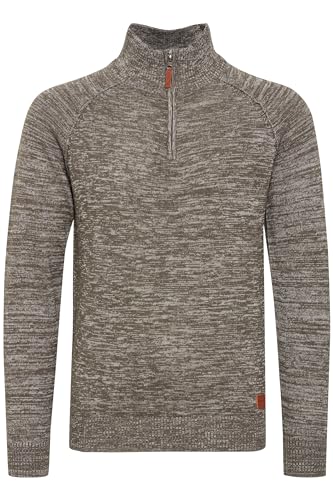 Blend Danovan Herren Strickpullover Troyer Feinstrick Pullover mit Stehkragen und Reißverschluss, Größe:XXL, Farbe:Pewter Mix (70817) von b BLEND