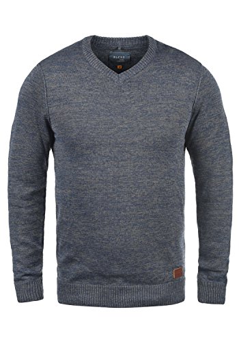 Blend BHDansel Herren Strickpullover Feinstrick Pullover mit V-Ausschnitt, Größe:L, Farbe:Ensign Blue (70260) von b BLEND