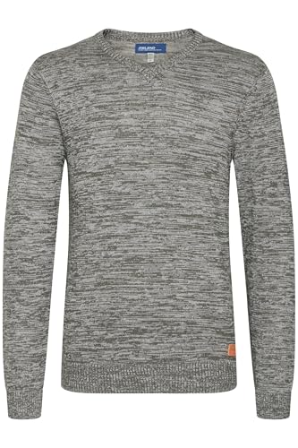 Blend BHDansel Herren Strickpullover Feinstrick Pullover mit V-Ausschnitt, Größe:L, Farbe:Pewter Mix (70817) von b BLEND