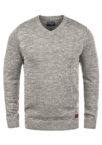 Blend BHDansel Herren Strickpullover Feinstrick Pullover mit V-Ausschnitt, Größe:XL, Farbe:Zink Mix (70815) von b BLEND