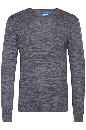 Blend BHDansel Herren Strickpullover Feinstrick Pullover mit V-Ausschnitt Rippbündchen Baumwollmischung Regular fit, Größe:2XL, Farbe:Ensign Blue (70260) von b BLEND