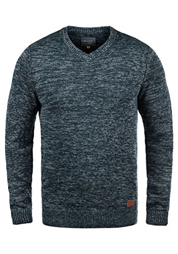 Blend BHDansel Herren Strickpullover Feinstrick Pullover mit V-Ausschnitt, Größe:XXL, Farbe:Navy (70230) von b BLEND