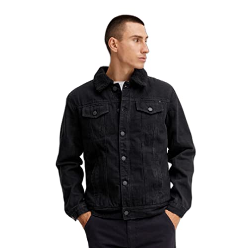 Blend 20714439 Denim jacket Herren Jeansjacke Denim Übergangsjacke Jeansjacke mit Teddykragen Hemdkragen Used-look Regular Fit, Größe:M, Farbe:Denim black (200297) von b BLEND