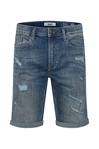 Blend BHDeniz Herren Jeans Shorts Kurze Denim Hose mit Destroyed-Optik und Stretch, Größe:L, Farbe:Denim middleblue (76201) von b BLEND