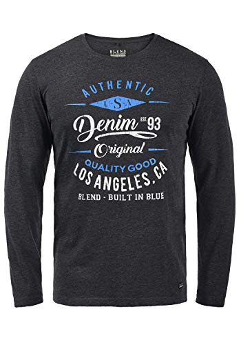 Blend Dopper Herren Longsleeve Langarmshirt Shirt Mit Print, Größe:L, Farbe:Charcoal (70818) von b BLEND