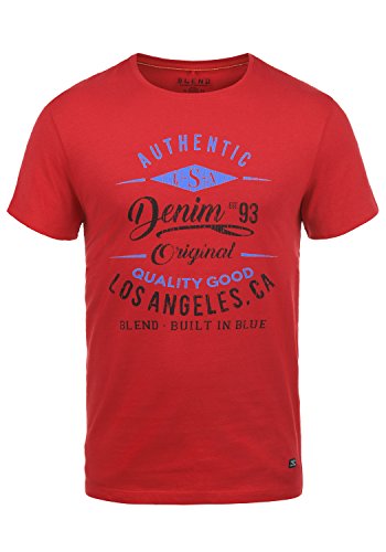 Blend Doppler Herren T-Shirt Kurzarm Shirt Mit Print Und Rundhalsausschnitt Aus 100% Baumwolle, Größe:M, Farbe:Pomp Red (73832) von b BLEND