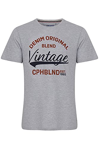 Blend Erwin Herren T-Shirt Kurzarm Shirt mit Print aus 100% Baumwolle, Größe:L, Farbe:Stone Mix (200274) von b BLEND