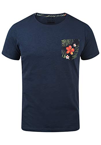 Blend Florens Herren T-Shirt Kurzarm Shirt mit Print und Rundhalsausschnitt, Größe:L, Farbe:Navy (70230) von b BLEND