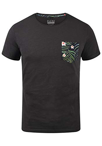 Blend Florens Herren T-Shirt Kurzarm Shirt mit Print und Rundhalsausschnitt, Größe:M, Farbe:Phantom Grey (70010) von b BLEND