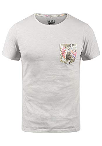 Blend Florens Herren T-Shirt Kurzarm Shirt mit Print und Rundhalsausschnitt, Größe:XXL, Farbe:Chip Grey (75153) von b BLEND