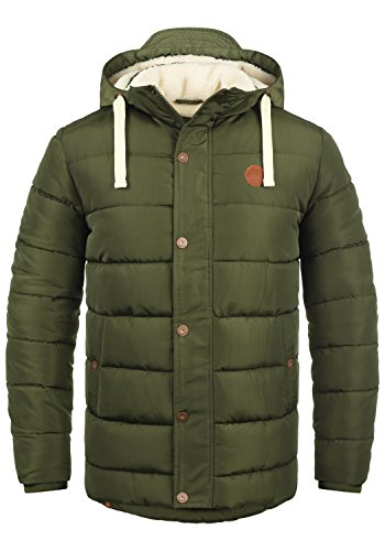 Blend Frederic Herren Winter Jacke Steppjacke lange Winterjacke gefüttert mit Stehkragen und Abnehmbarer Kapuze und Teddy-Futter, Größe:3XL, Farbe:Ivy Green (77086) von b BLEND