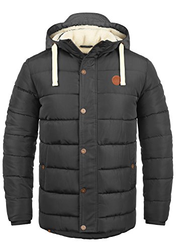 Blend Frederic Herren Winter Jacke Steppjacke Lange Winterjacke gefüttert mit Stehkragen und Abnehmbarer Kapuze und Teddy-Futter, Größe:M, Farbe:Phantom Grey (70010) von b BLEND