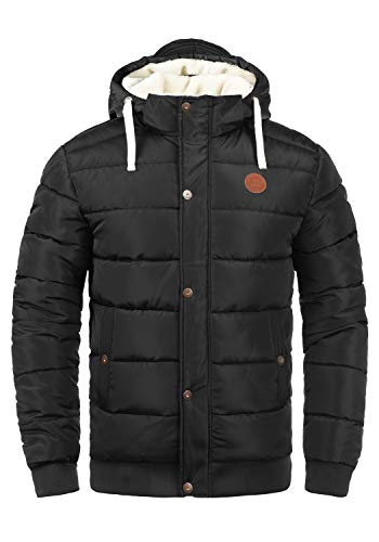 Blend Frederico Herren Winter Jacke Steppjacke Winterjacke gefüttert mit Kapuze und Teddy-Futter, Größe:L, Farbe:Black (70155) von b BLEND