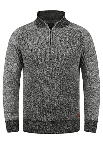 Blend Ganbolf Herren Strickpullover Troyer Grobstrick Pullover mit Reißverschluss, Größe:S, Farbe:Black (70155) von b BLEND