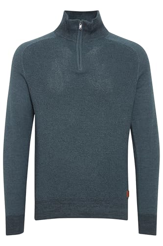 Blend BHGanbolf Herren Strickpullover Troyer Grobstrick Pullover mit Reißverschluss 100% Baumwolle Regular fit, Größe:M, Farbe:Ensign Blue (70260) von b BLEND