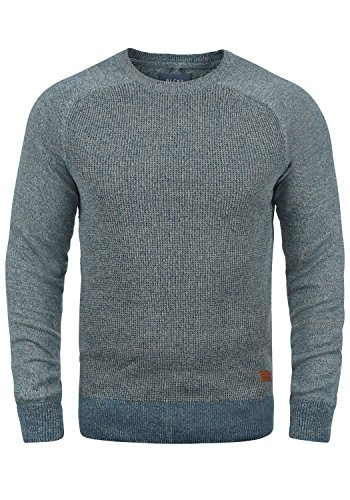 Blend Gandolf Herren Strickpullover Feinstrick Pullover Mit Rundhals Und Melierung Aus 100% Baumwolle, Größe:L, Farbe:Ensign Blue (70260) von b BLEND