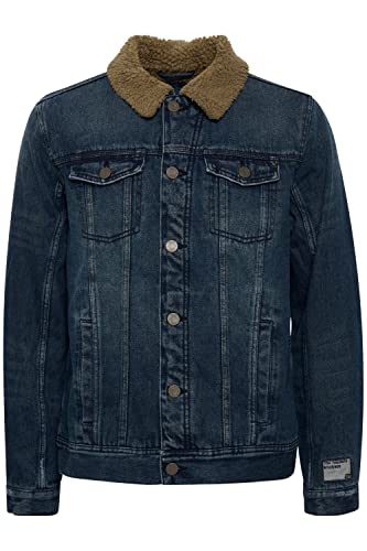 Blend 20712407 BHDenim Jacket Herren Jeansjacke Denim Übergangsjacke Jeansjacke mit Teddykragen Hemdkragen Used-look Regular Fit, Größe:M, Farbe:Denim dark blue (200292) von b BLEND